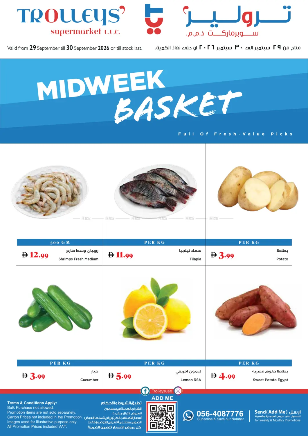 نشرة Trolleys Supermarket — Midweek Basket