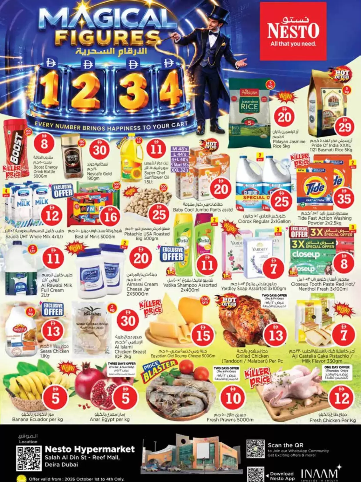 Nesto Hypermarket Nesto Reef Mall Deira Dubai offers to 4 October 2026 Magical Figures flyer cover