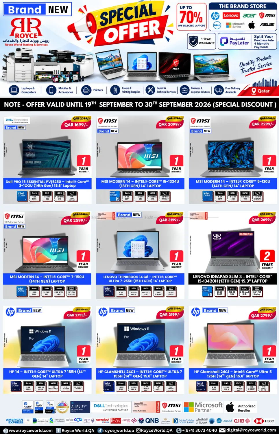 Royce World Trading & Services W.L.L Special Offer flyer cover