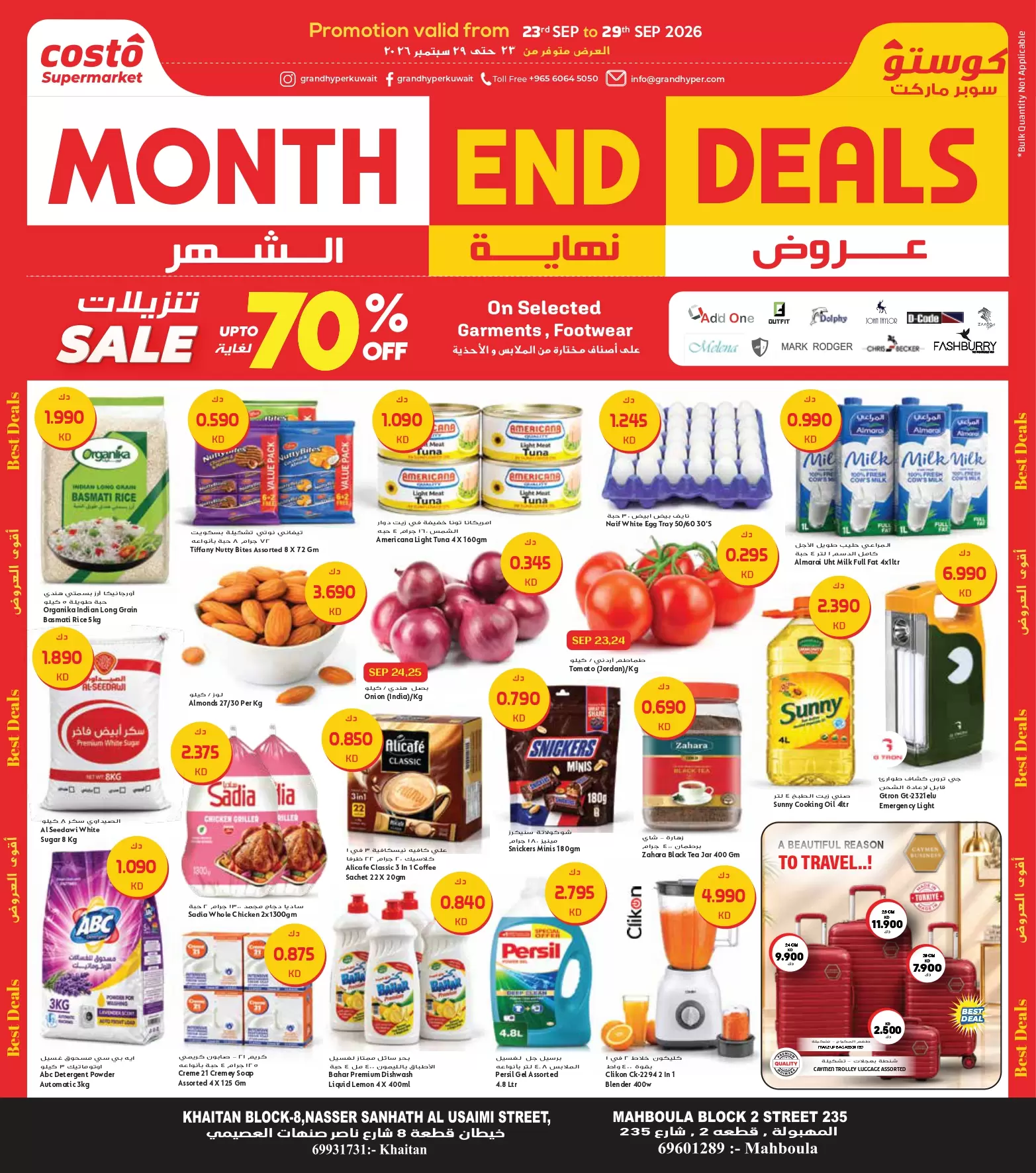 Grand Costo Costo Supermarket offers to 29 September 2026 Month End Deals